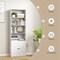 Costway 71" Farmhouse Bookcase with Doors with 6 Shelves & 2-Door Cabinet for Bedroom White/Black